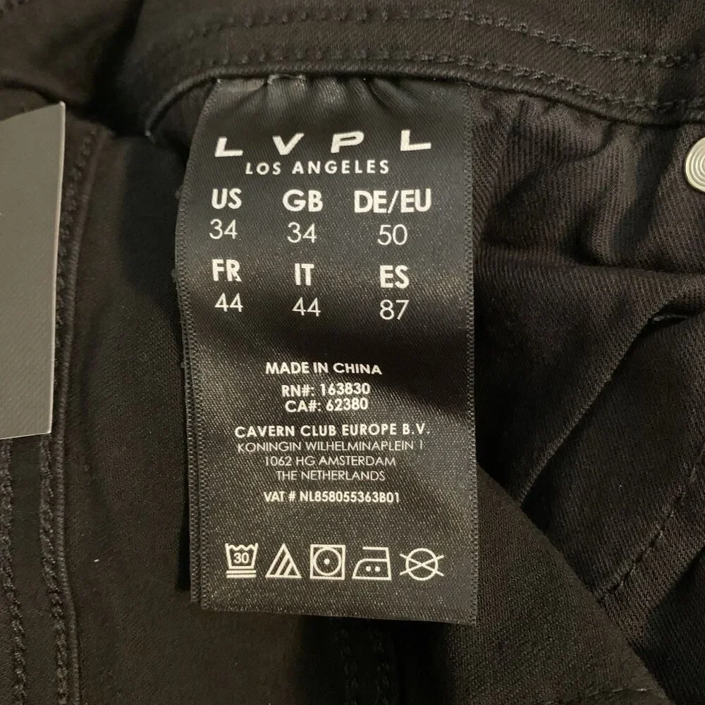 LVPL Liverpool Jeans Men 34x30 Black Kingston Relaxed Straight Preppy Dadcore